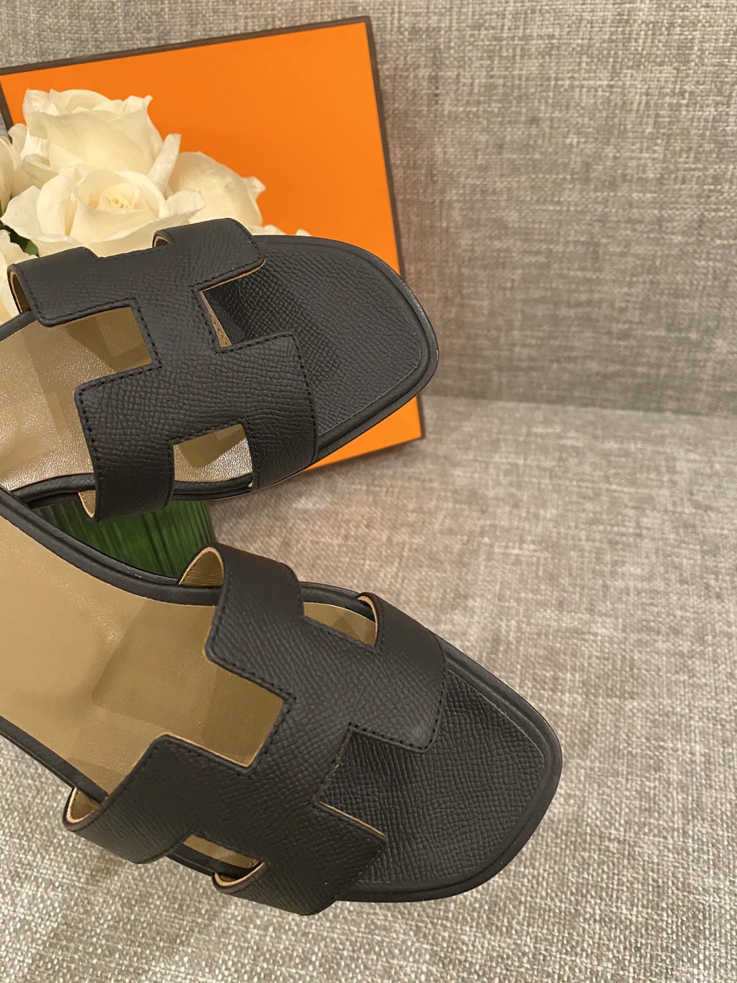 H**mes slippers in caviar leather