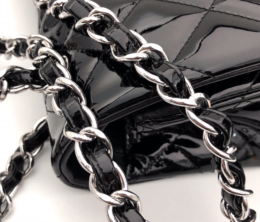 Ch@nel Flap Bag-Silver Hardware-30CM