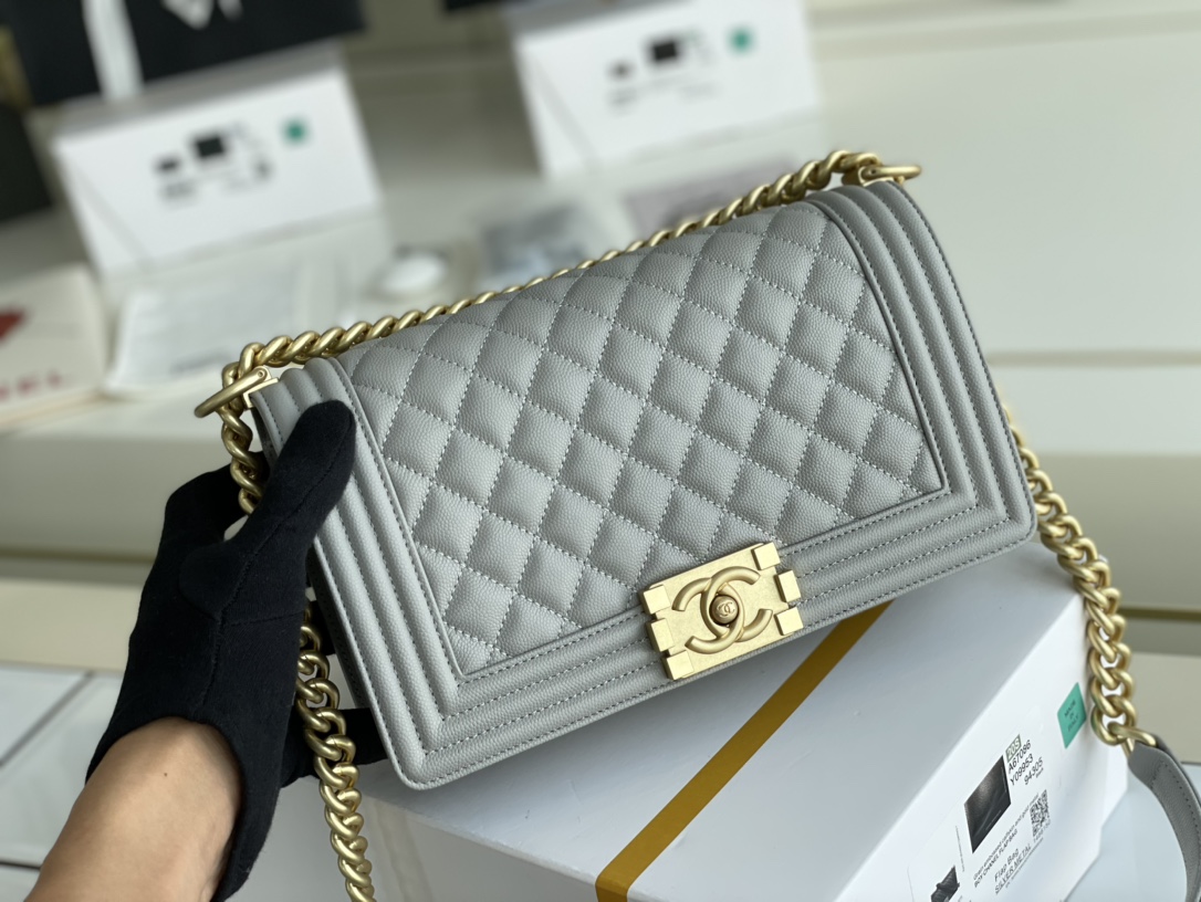 Ch@nel Boy Bag-Caviar-25CM