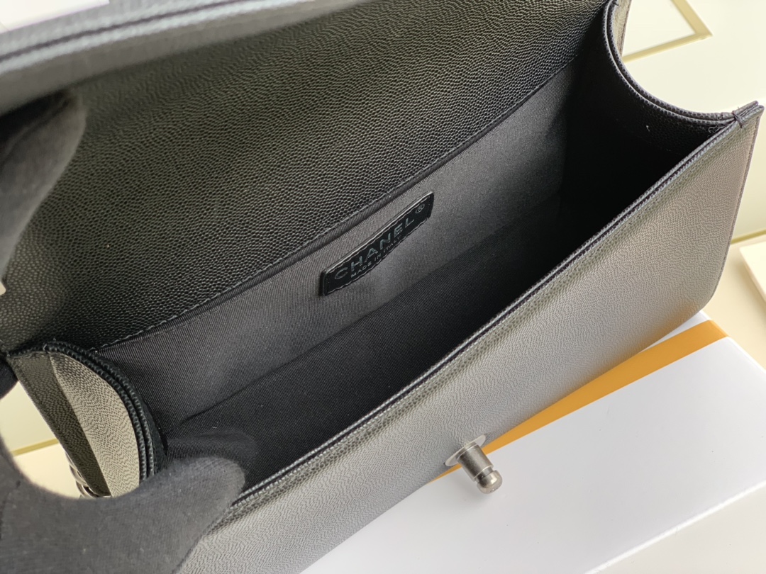 Ch@nel Boy Bag-Caviar-25CM