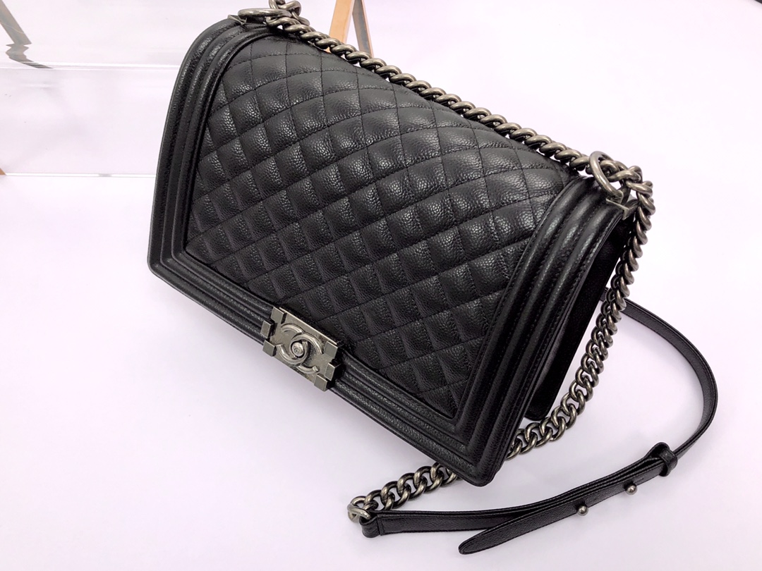Ch@nel Boy Bag-Caviar-28CM