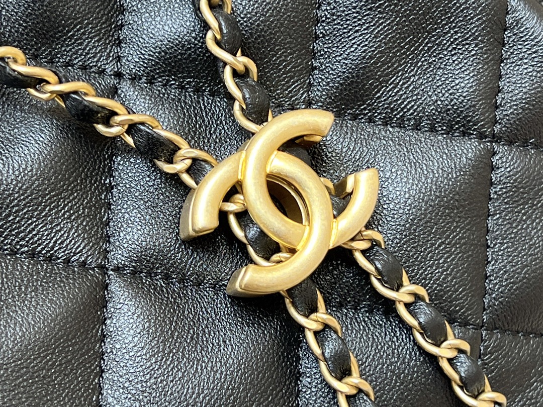 Ch@nel Drawstring Bucket Backpack -16.5*20*11.5CM