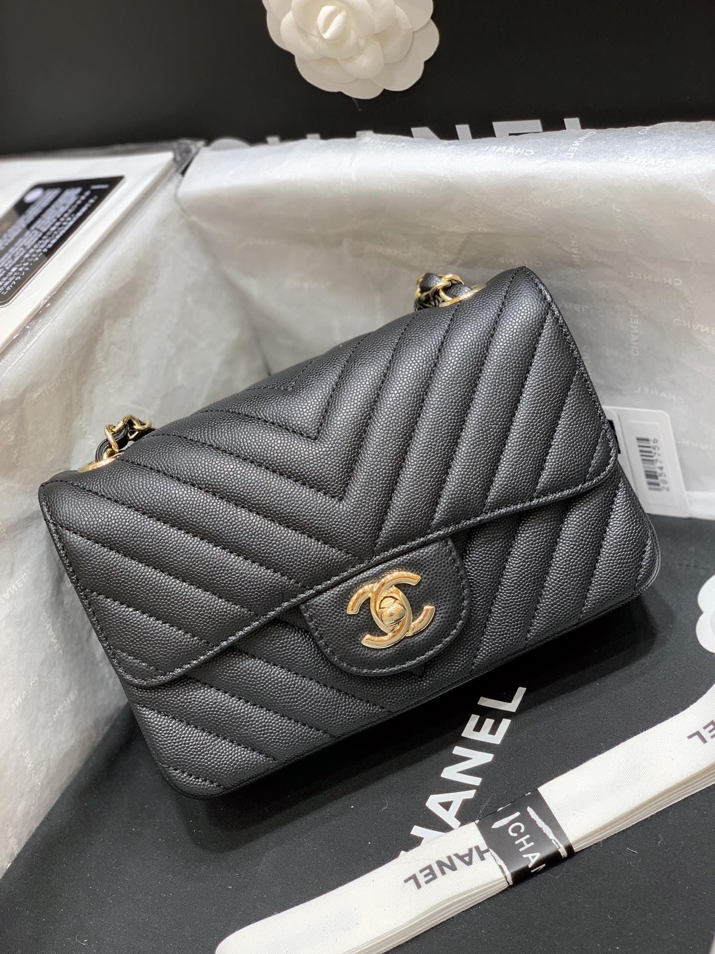 Ch@nel Flap Bag-Caviar-Gold Hardware-20CM