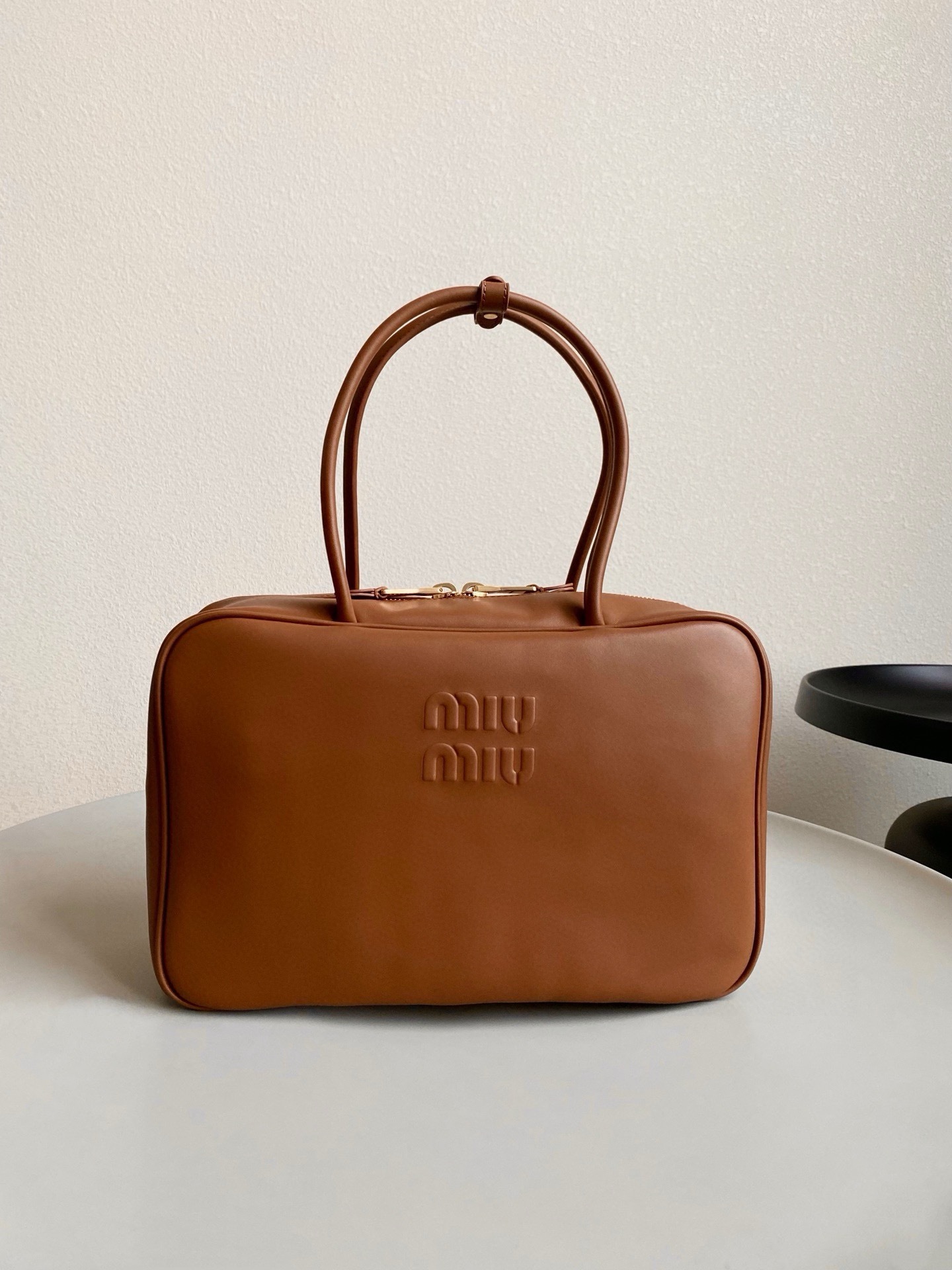 MiuMiu Leather Top Handbag-34X23X12CM