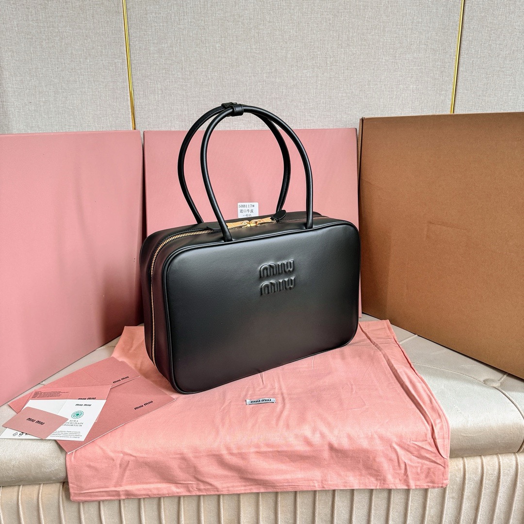 MiuMiu Leather Top Handbag-34X23X12CM