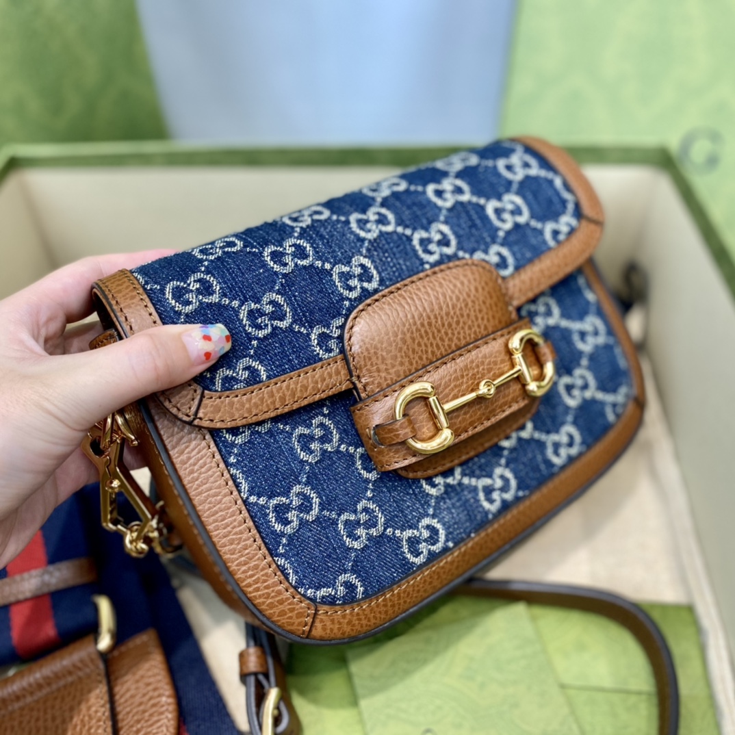 G*u*i 1955 horsebit shoulder bag-20.6*14.4*5.1cm