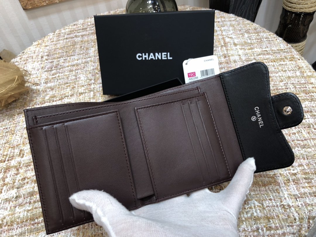 Ch@nel Wallet-Gold Harware-Lamskin-11*10CM