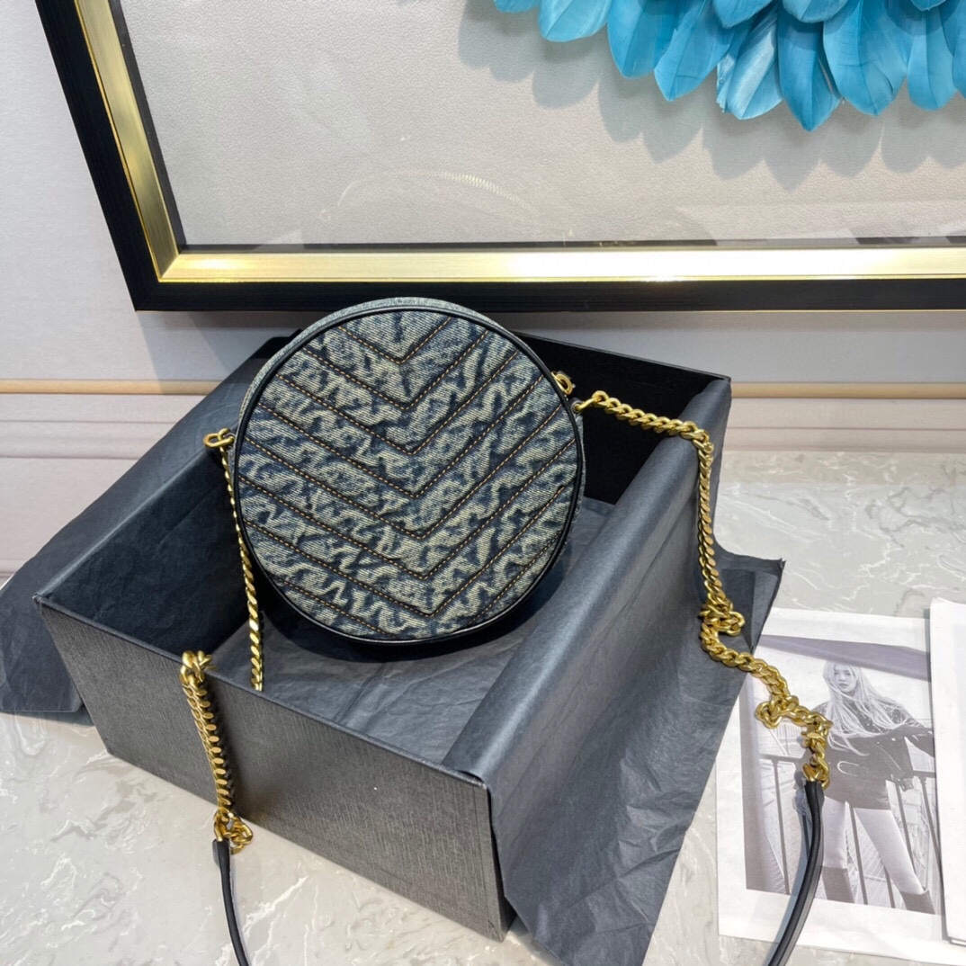 YSL Vinyle Round Bag-17*17*5.5CM