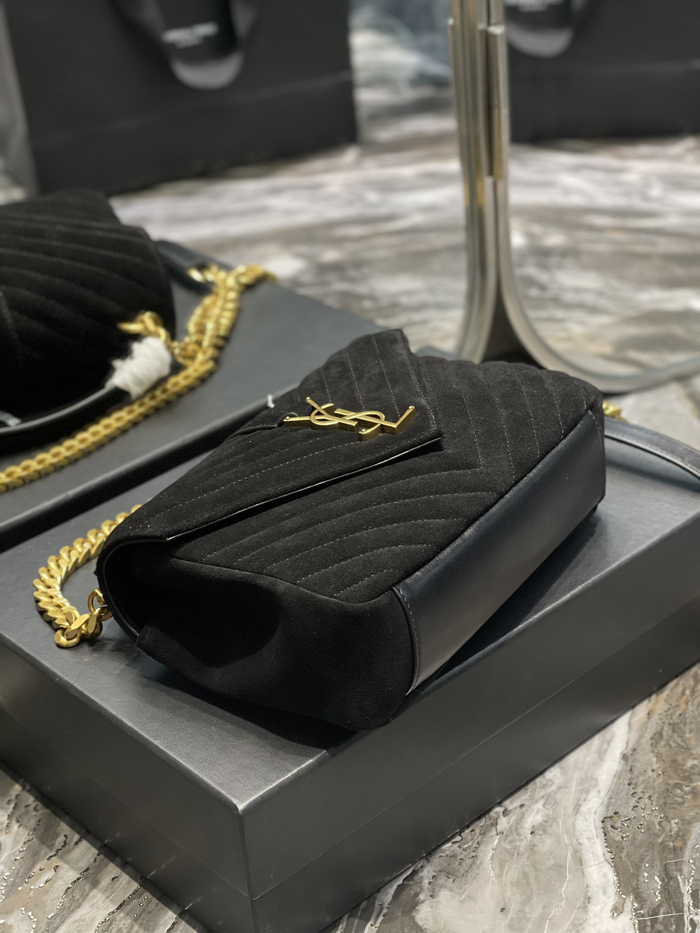 YS L Monogram College Bag-24*17*7CM