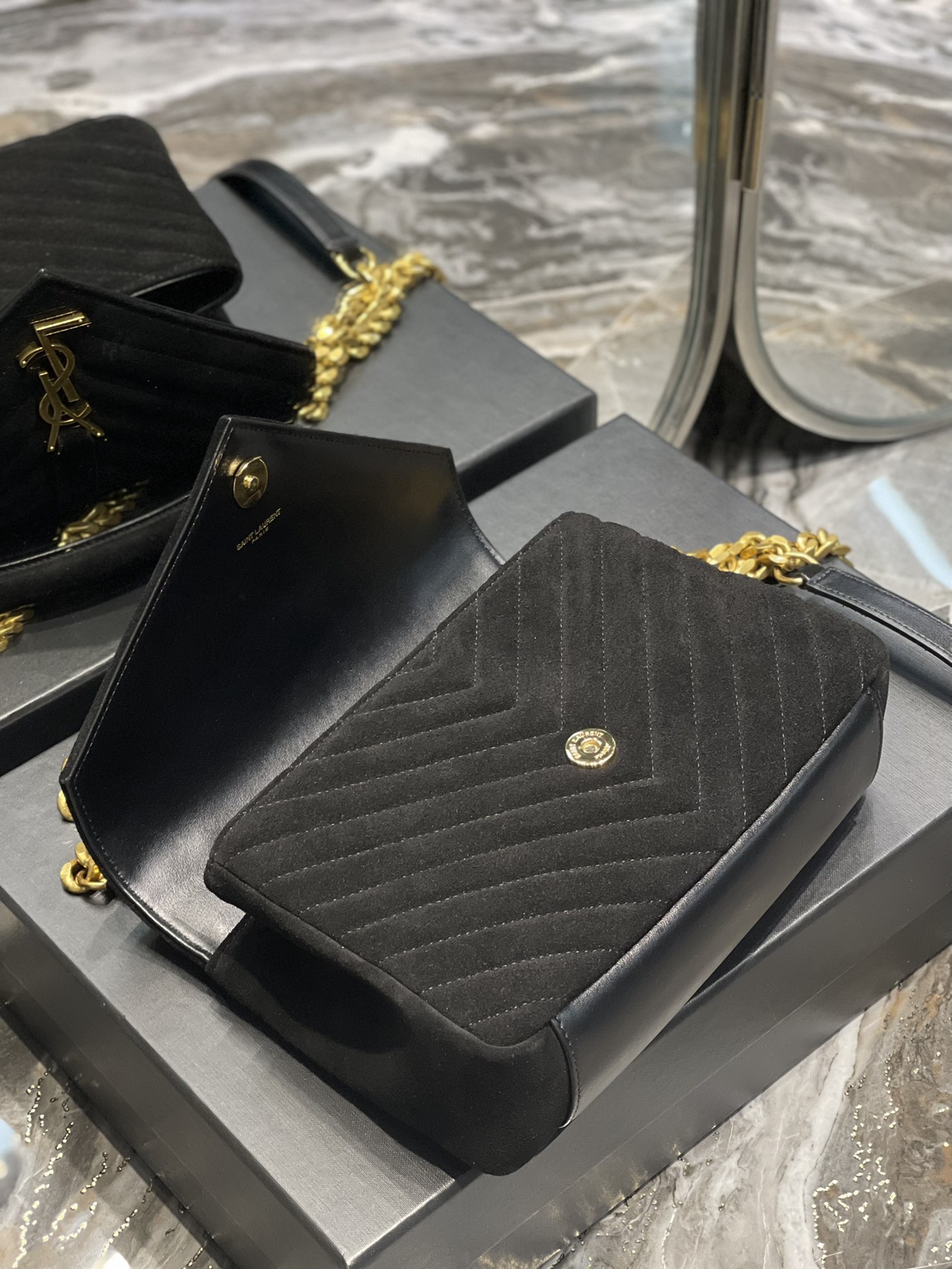 YS L Monogram College Bag-24*17*7CM