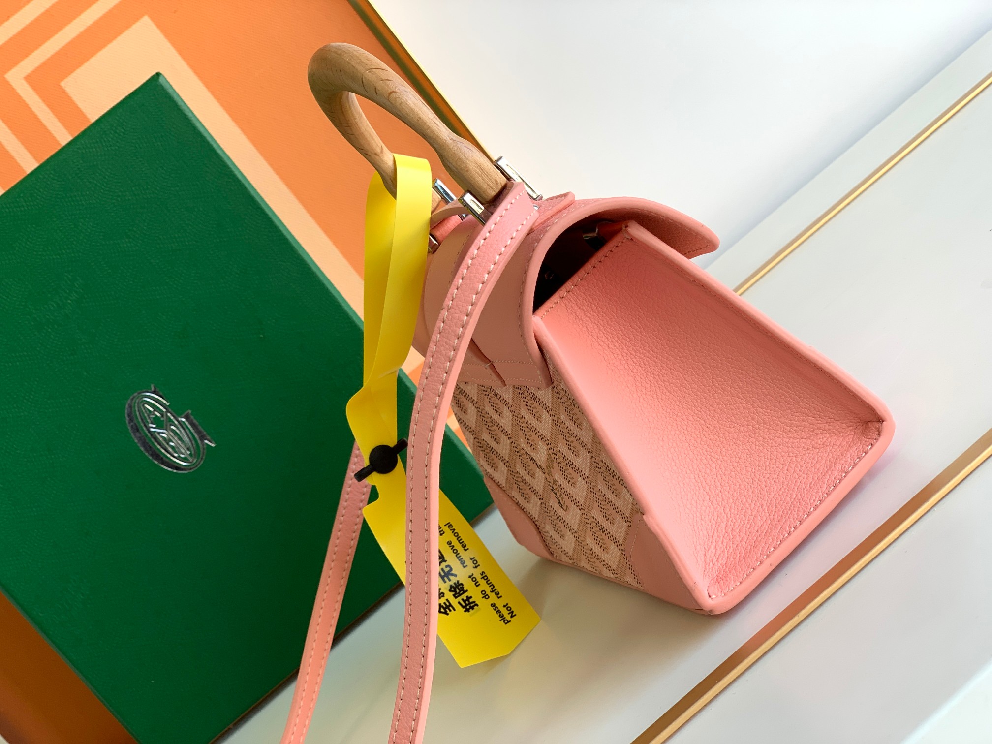 Go*ard coated canvas and leather saigon top handle bag-11.5x7x14.5cm