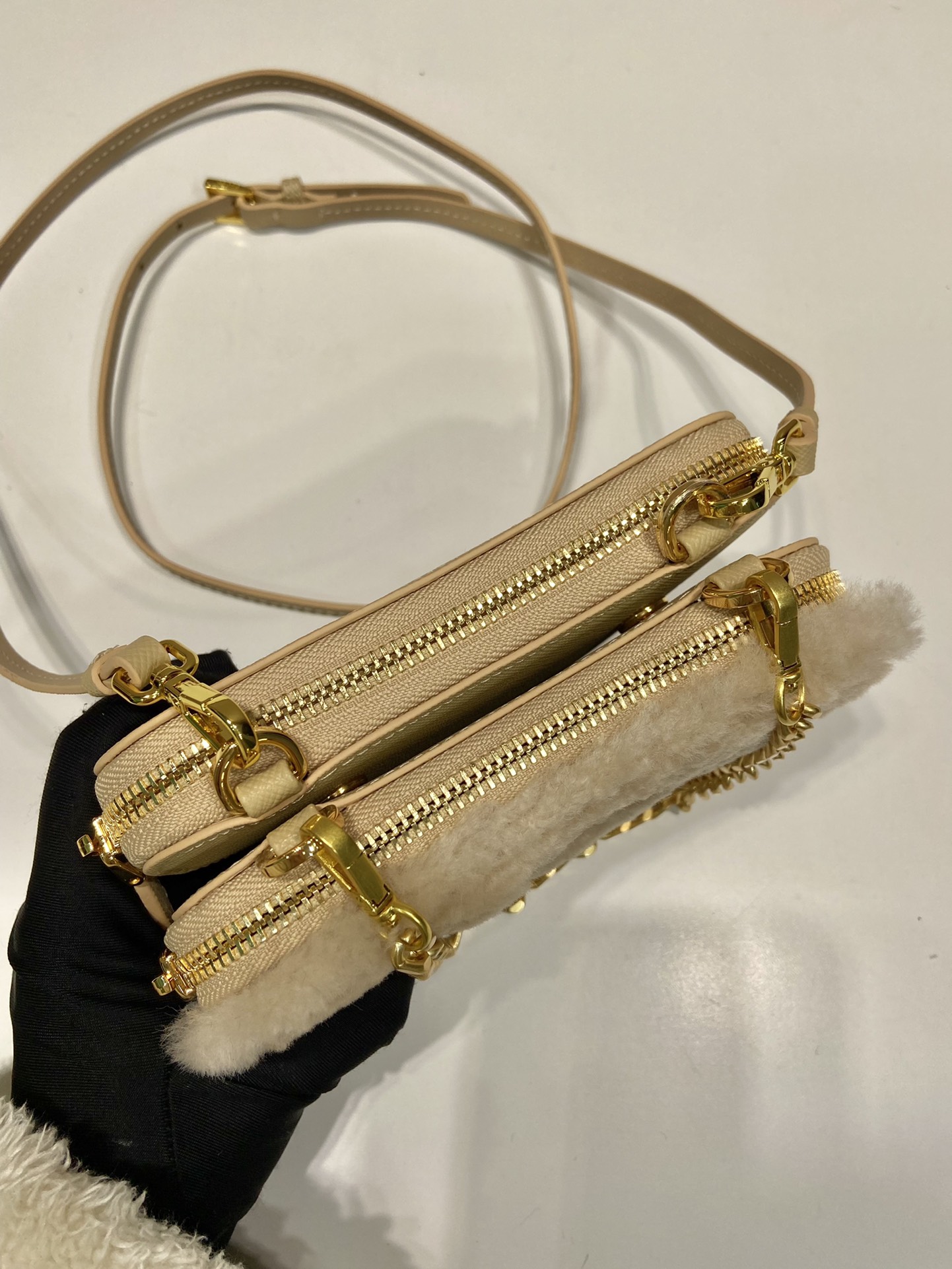 Pra*a 1nr015 double triangle bag -15*10*5cm