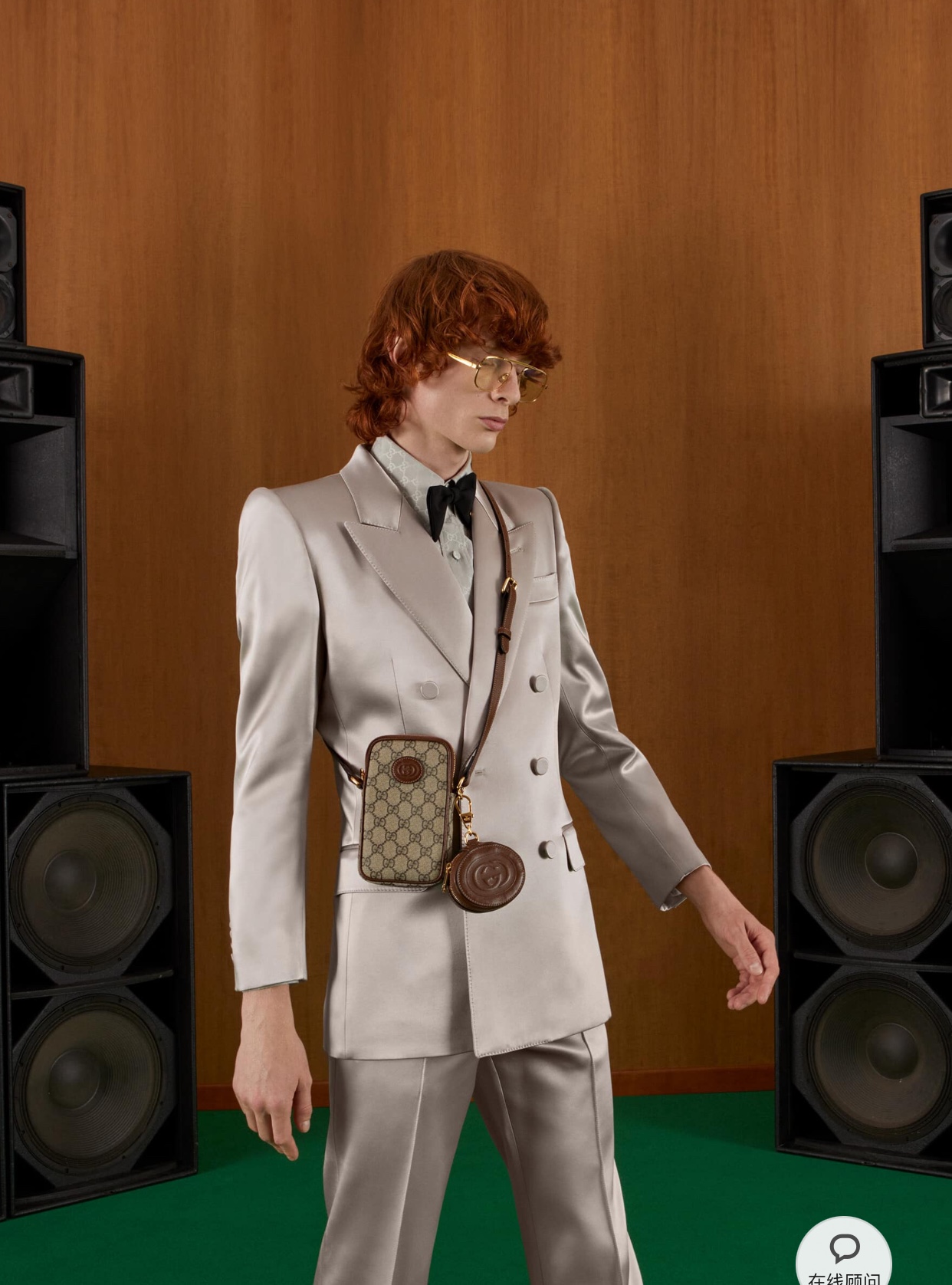 G*u*i interlocking double g phone bag-10.5*18*3cm