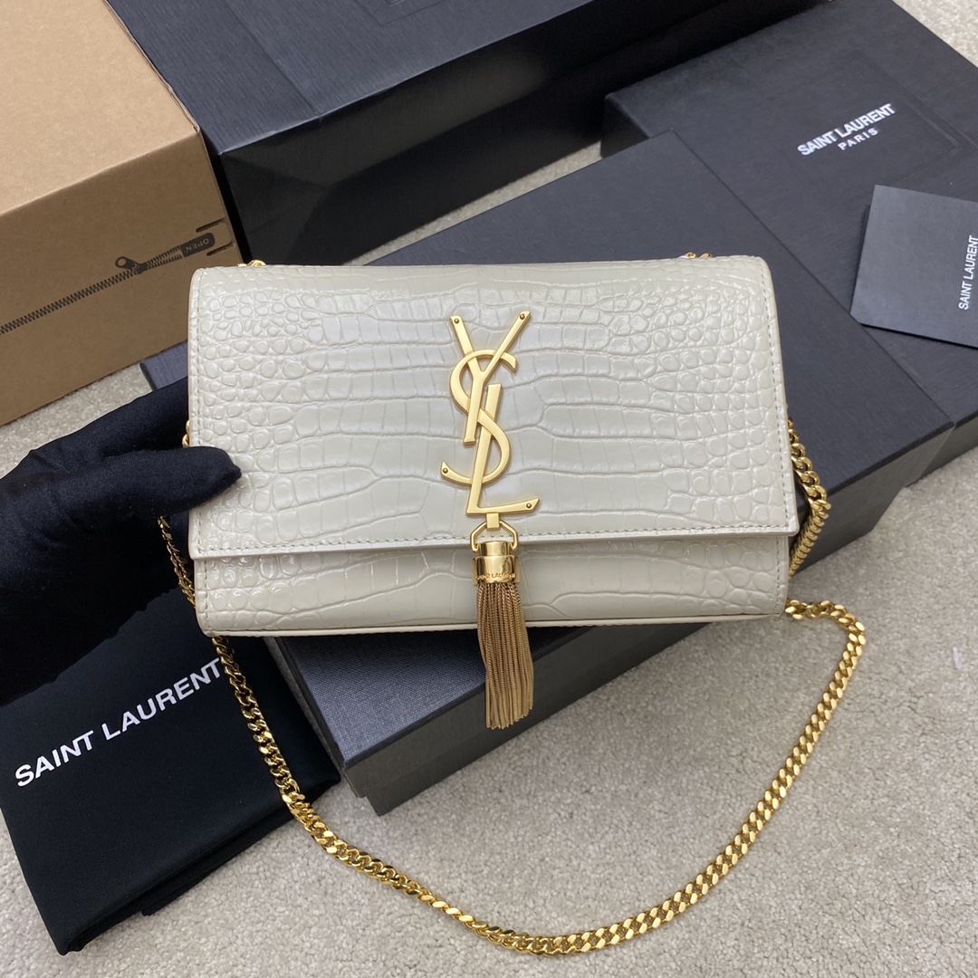 YSL Kate With Tassle In Crocodile-20x13.5x5.5cCM