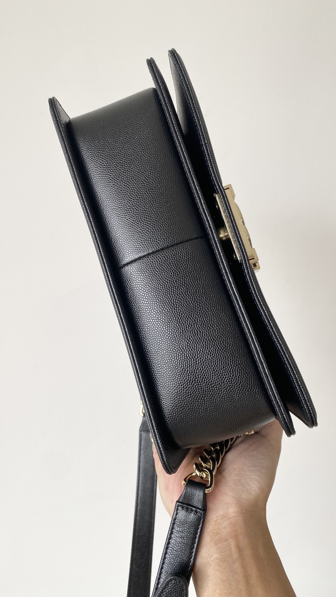 Ch@nel Boy Bag-Caviar-25CM