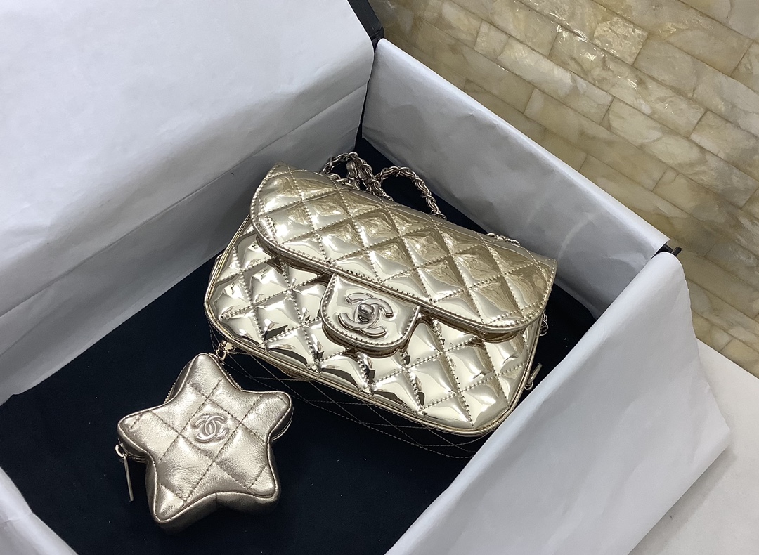 Ch@nel 2024SS Mini Flap Bag & Star Coin Purse-20*15*4CM