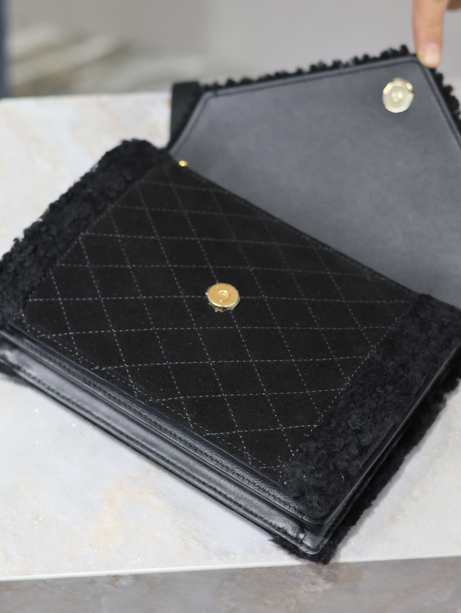 YSL Quilted Grain Envelope Bag-20×14.5x5CM