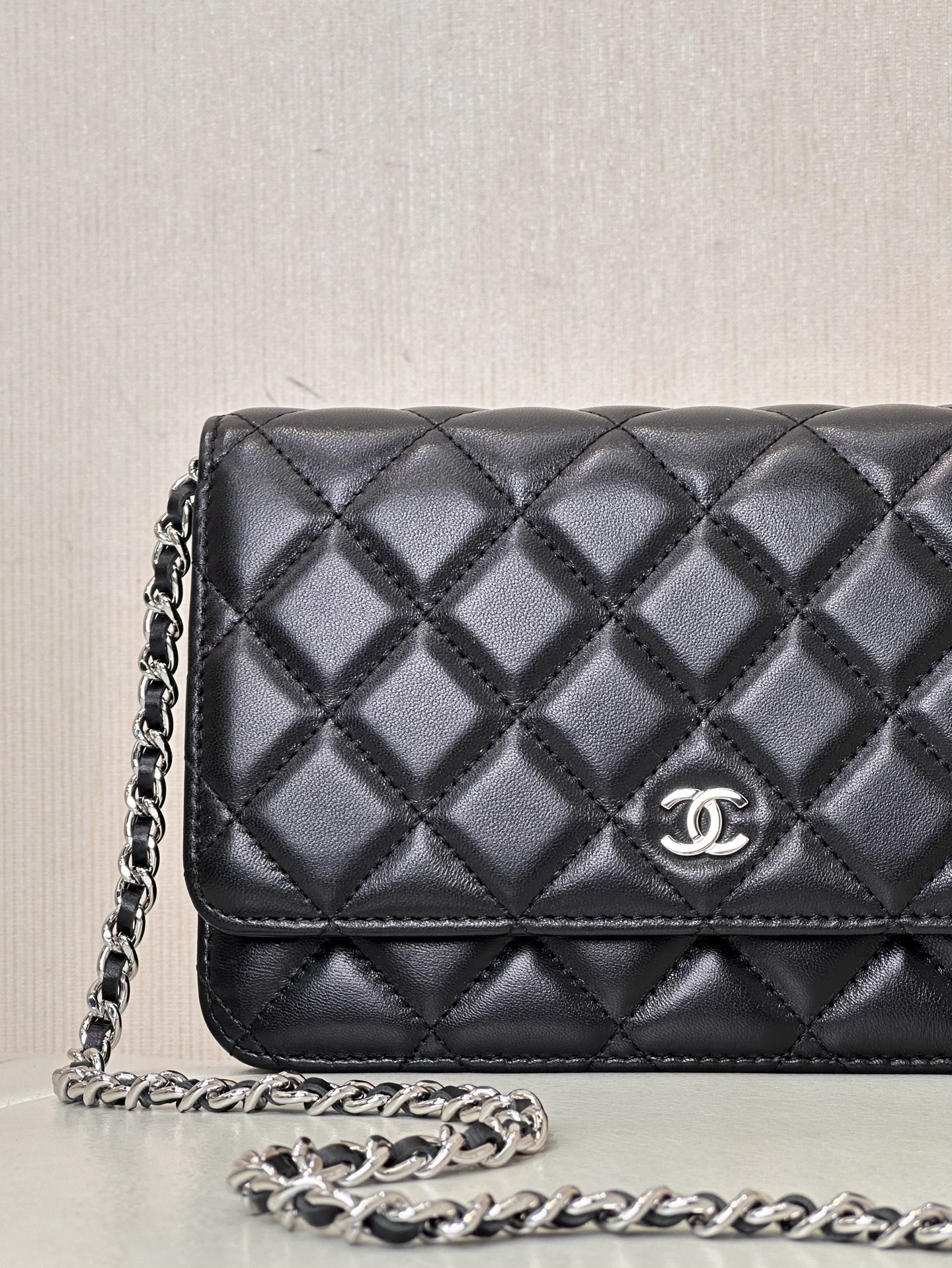 Ch@nel Wallet On Chain-Lambskin Leather-Silver Hardware-19*12*3.5CM