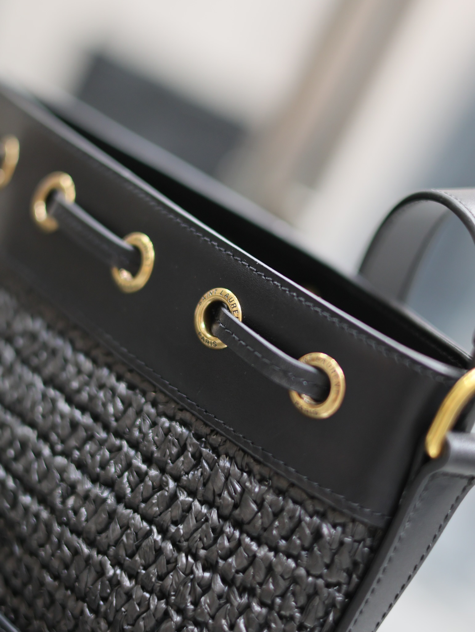 YSL Raffia Straw Craft Bucket Bag-22×15×15CM