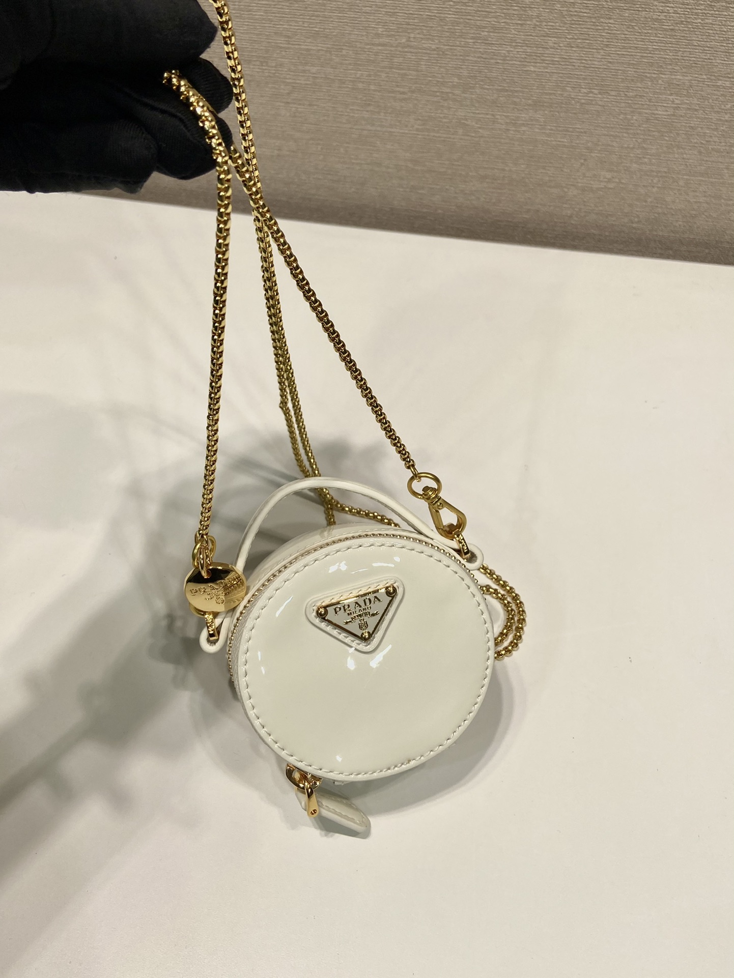 Pra*a 1nr023 mini round bag-8*8*3.5cm