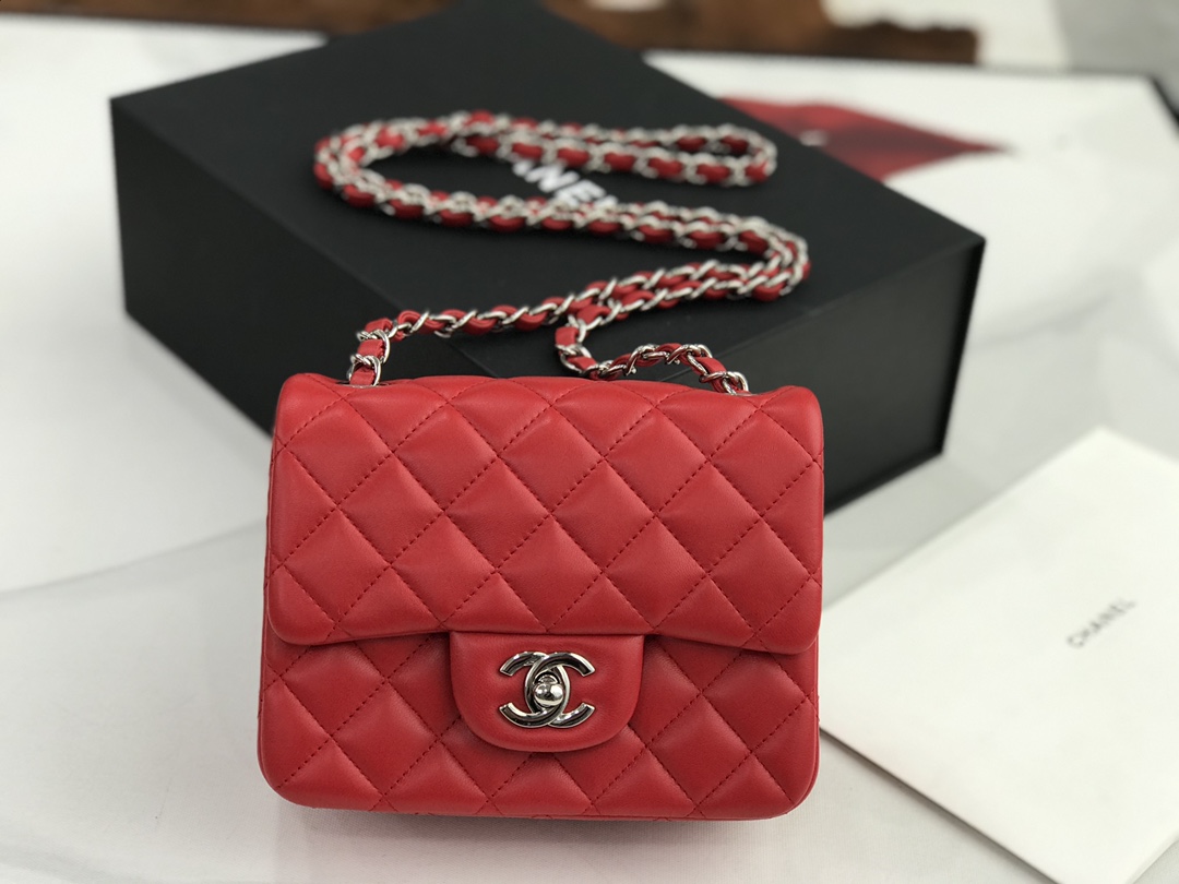 Ch@nel Flap Bag-Lambskin Leather-17CM