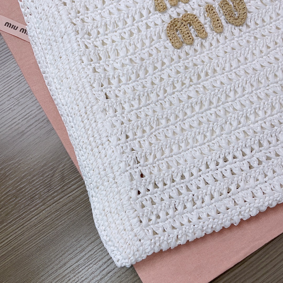MiuMiu Crochet Raffia Tote Bag-38.5X 40 X10CM