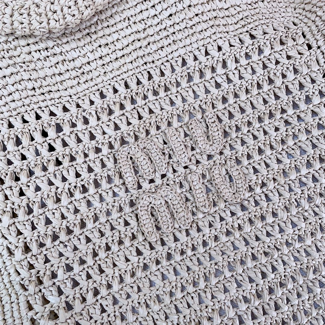 MiuMiu Crochet Raffia Tote Bag-38.5X 40 X10CM