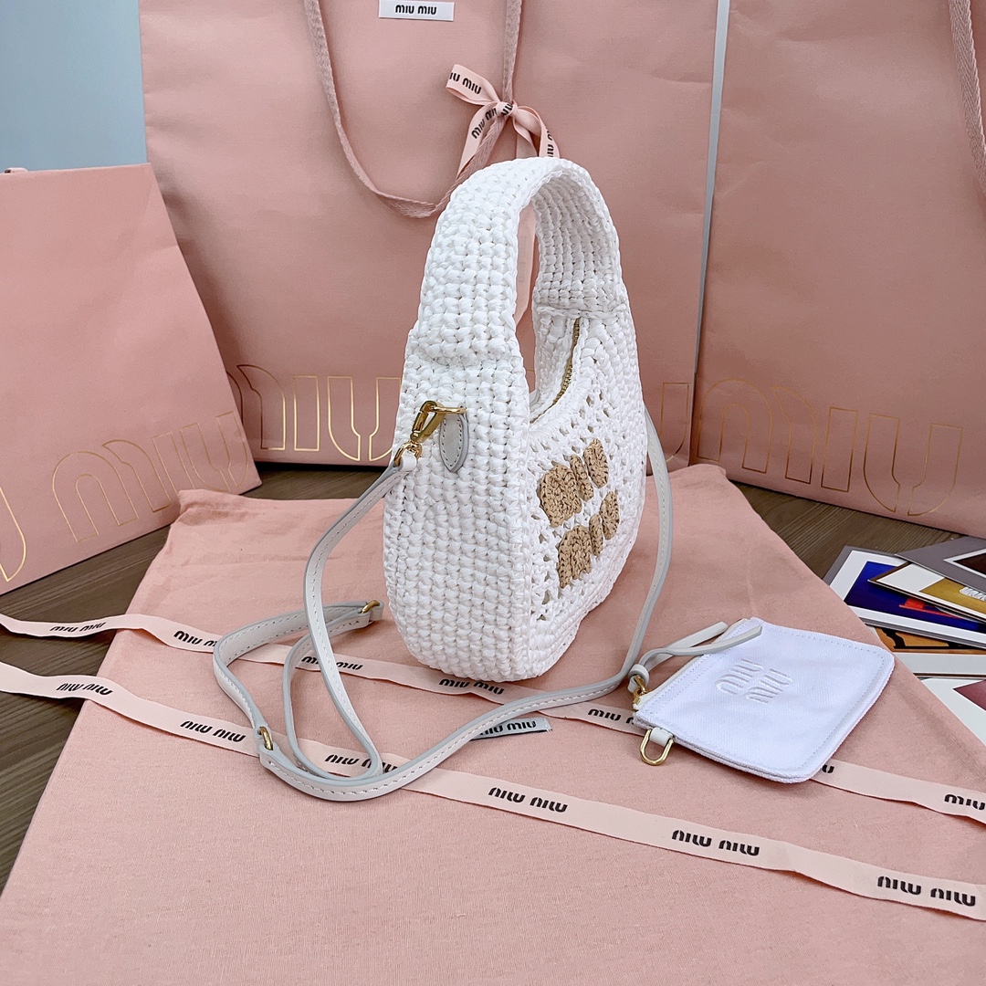 MiuMiu Wander Crochet-Knit Shoulder Bag-20X 17 X6CM