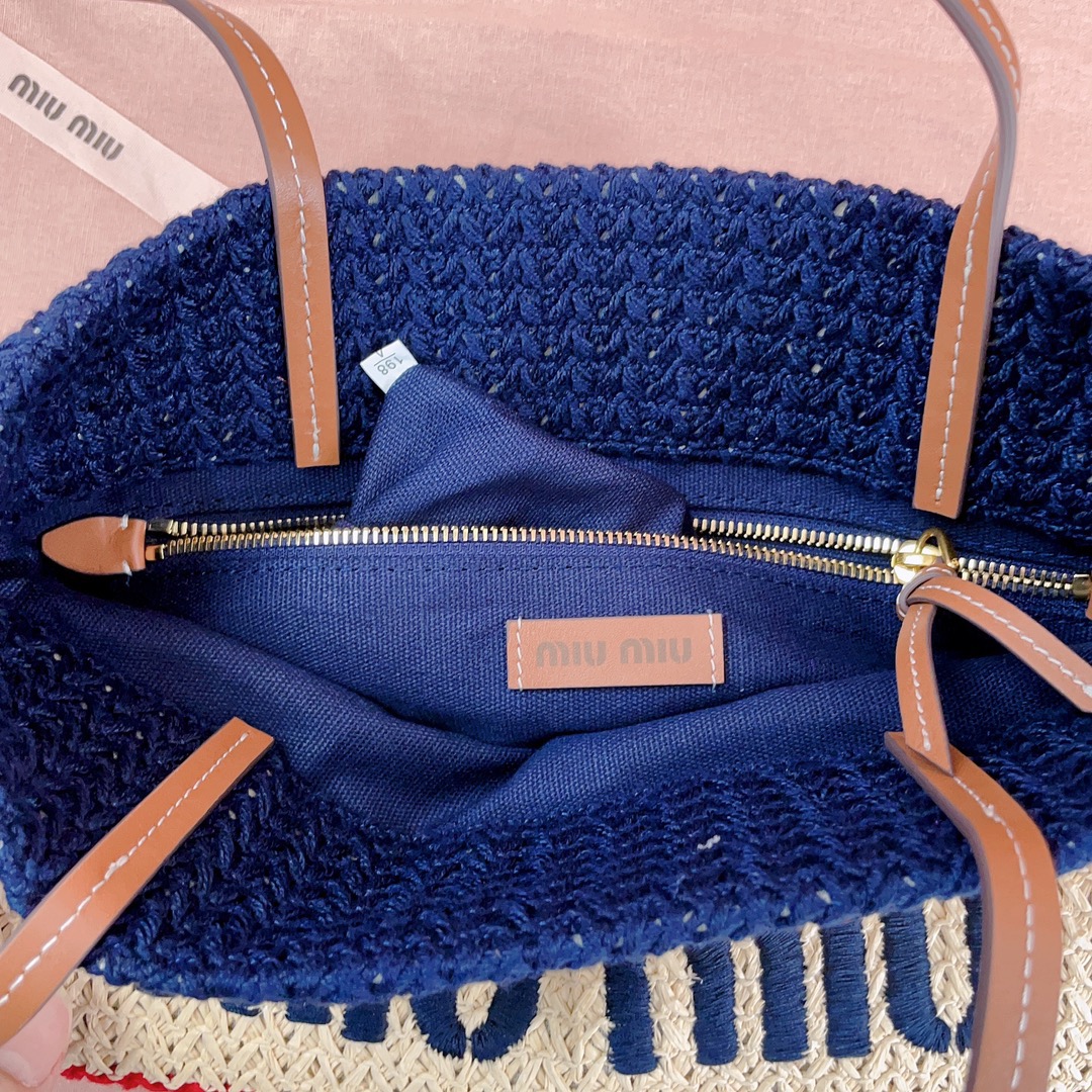 MiuMiu Striped Crochet Tote Bag-30X38CM