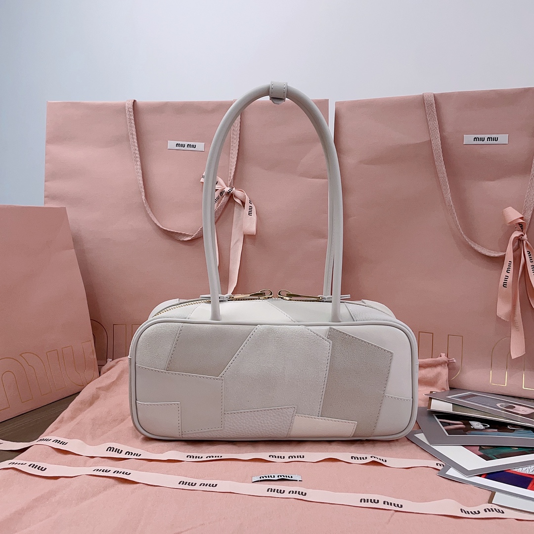 MiuMiu Arcadie Leather Collage Handbag-28X12X9CM