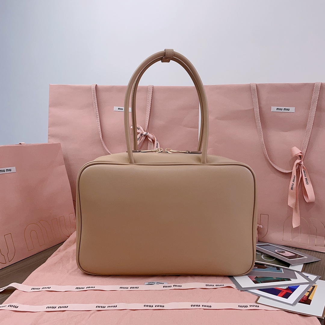 MiuMiu Leather Top Handbag-34X23X12CM