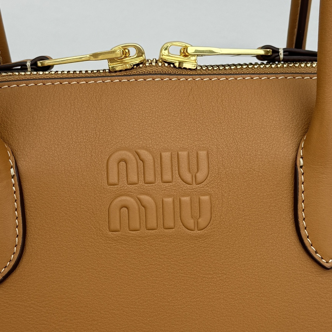 MiuMiu Casual Style Plain Leather Elegant Style Bridal Logo-33*13*21CM