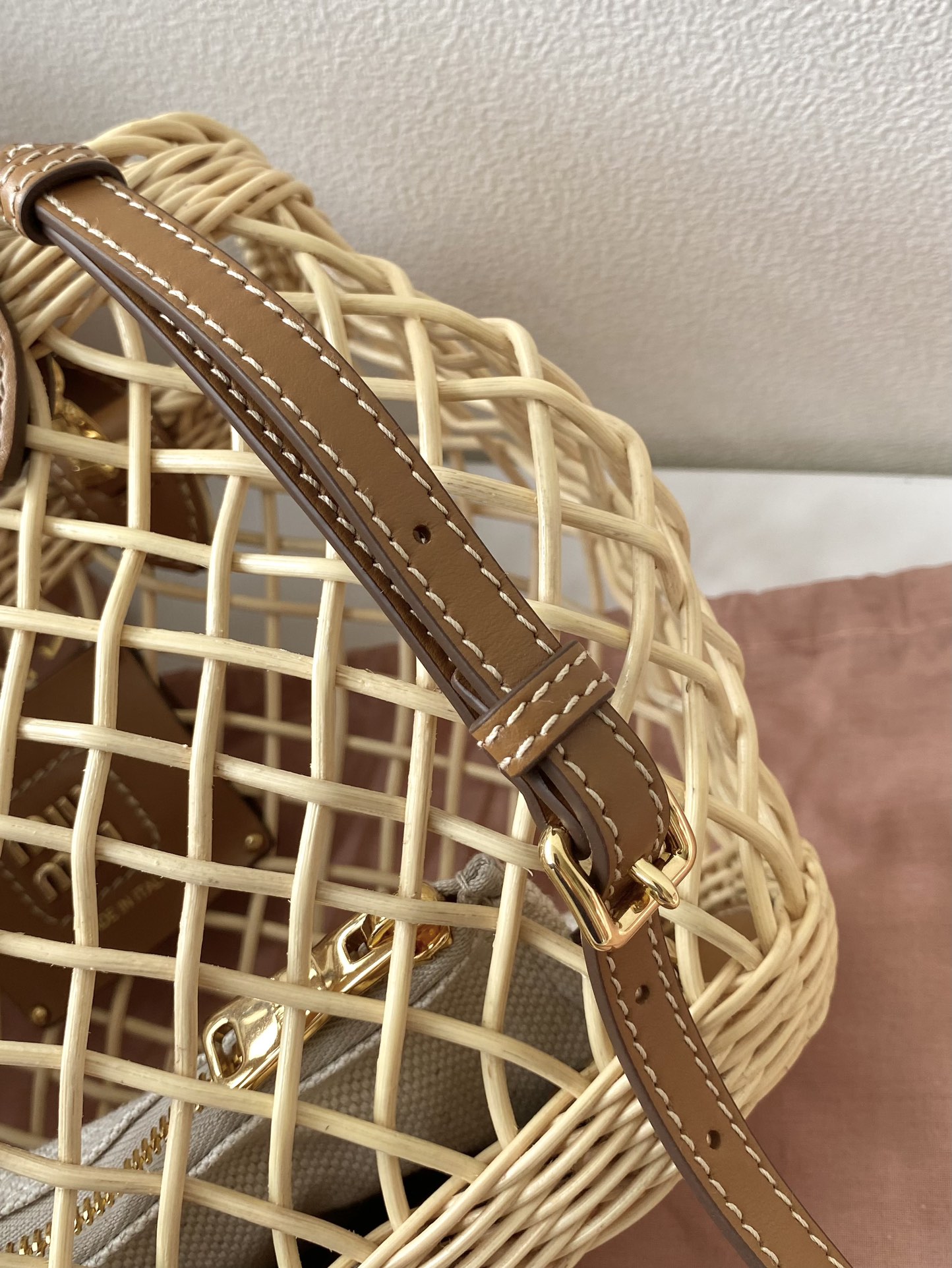 MiuMiu Bamboo Woven Bag-9×18×23.5CM
